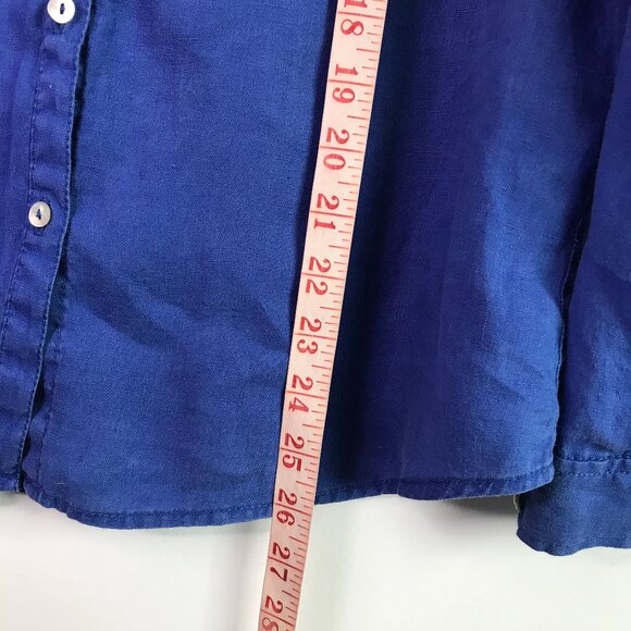 Jones NY Linen Shirt Royal Blue Button Front Womens S - Picture 7 of 9